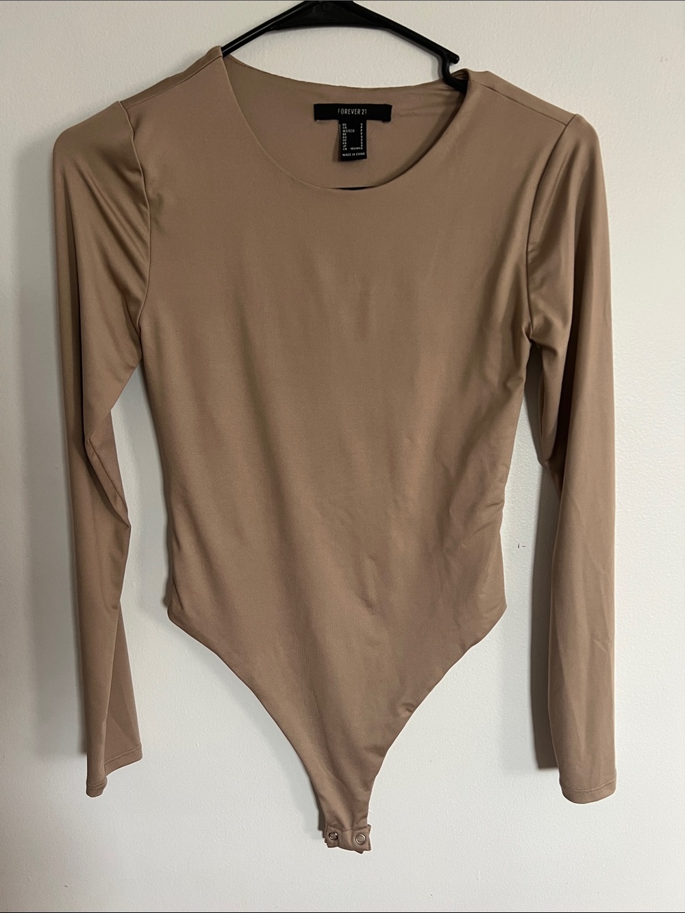 Forever 21 Women's Long Sleeve Tan Bodysuit